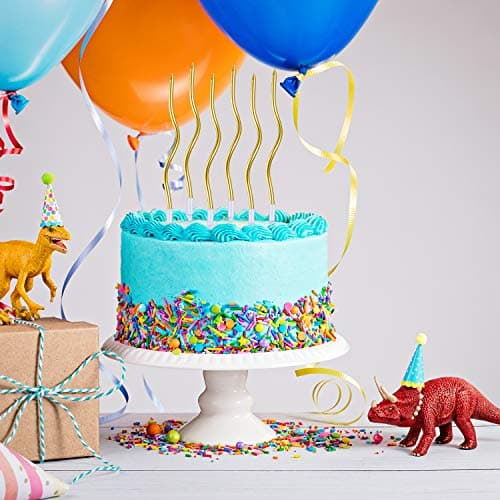 BBTO Metallic Gold Spiral Birthday Cake Candles with Holders 48 Pieces