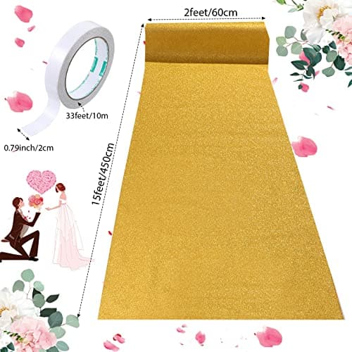 Gold Sequin Aisle Runner for Weddings and Events (2 x 15 ft)