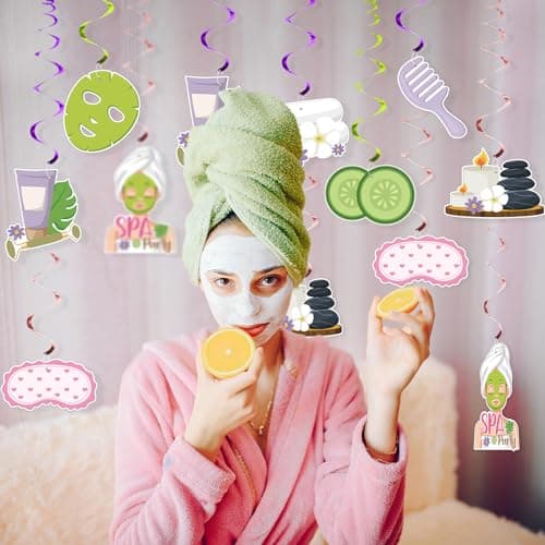 Spa-Themed Hanging Swirls for Girls' Birthday Decorations 16Pcs