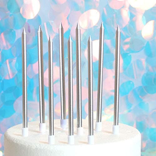 12 Tall Blue Birthday Candles for Party Decorations