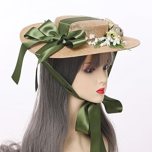 COSDREAMER Victorian Floral Flat Hat for Women and Girls