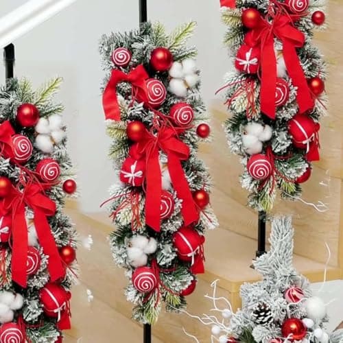 2pcs Rattan Teardrop Swag Wreaths, Christmas Dangling Ornaments