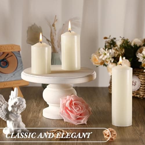 Bulk Set of 54 Ivory Pillar Candles for Home Events.