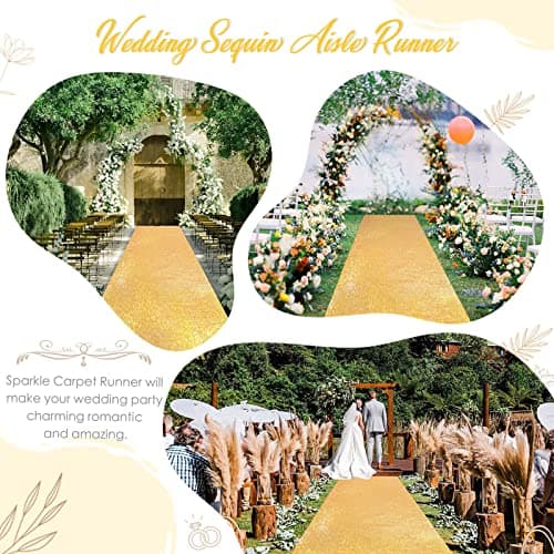 Gold Sequin Aisle Runner for Christmas Wedding Ceremony Indoor Parties