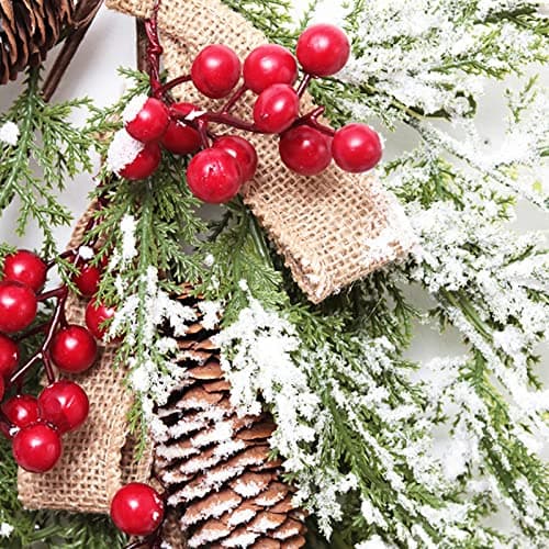 2 Pack Teardrop Christmas Swags with Red Berries for Home Decor