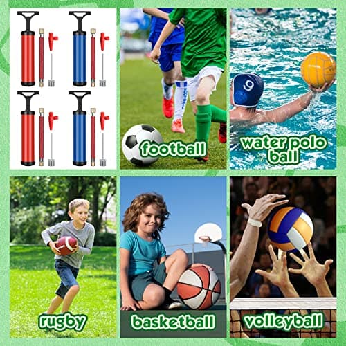 Sure, based on your original title, a refined and simplified English version could be:

Portable 8'' Air Pump for Inflatable Balls with Needles & Flexible Hose, Blue/Red