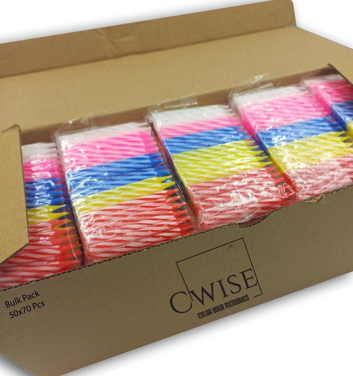 50 Pack Colorful Spiral Birthday Candles - Perfect for Cakes & Cupcakes