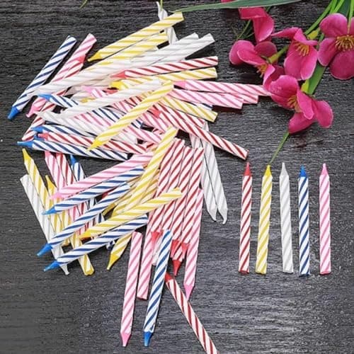50 Pack Colorful Spiral Birthday Candles - Perfect for Cakes & Cupcakes