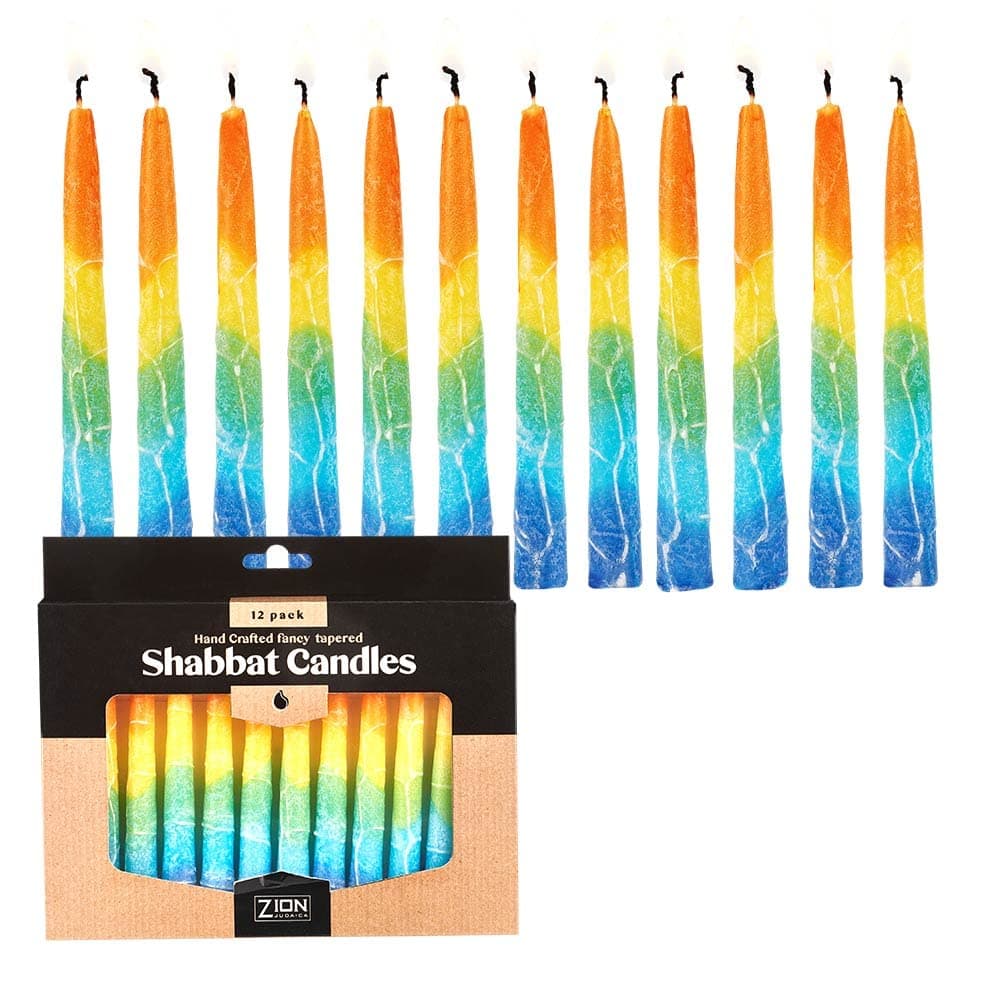Zion Judaica Sun Burst 5.5" Unscented Taper Candles, 12 Pack for Home Décor and Holidays