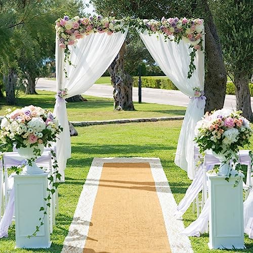 Preboun 36" x 30ft Natural Burlap Wedding Runner for Outdoor Aisles