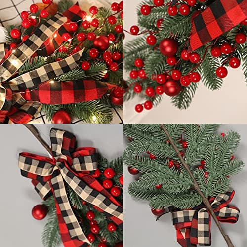 Pre-Lit Teardrop Swag Christmas Pine Garland with Berries
