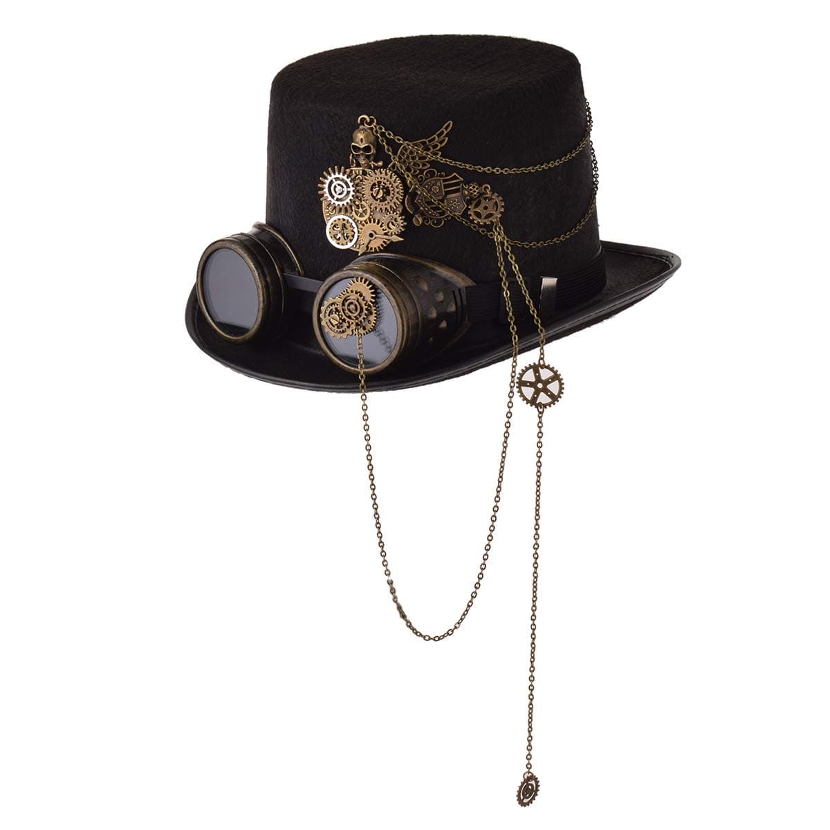 GRACEART Steampunk Top Hat for Women & Men with Removable Goggles