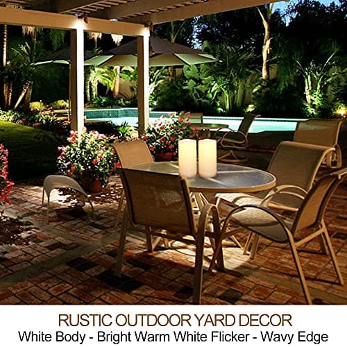 2-Pack White 3x6 LED Pillar Candles - Outdoor IP65 Waterproof Timer & Remote Operated