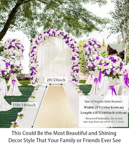 Gold Aisle Runner for Wedding Ceremony, Graduation and Birthday Decoration