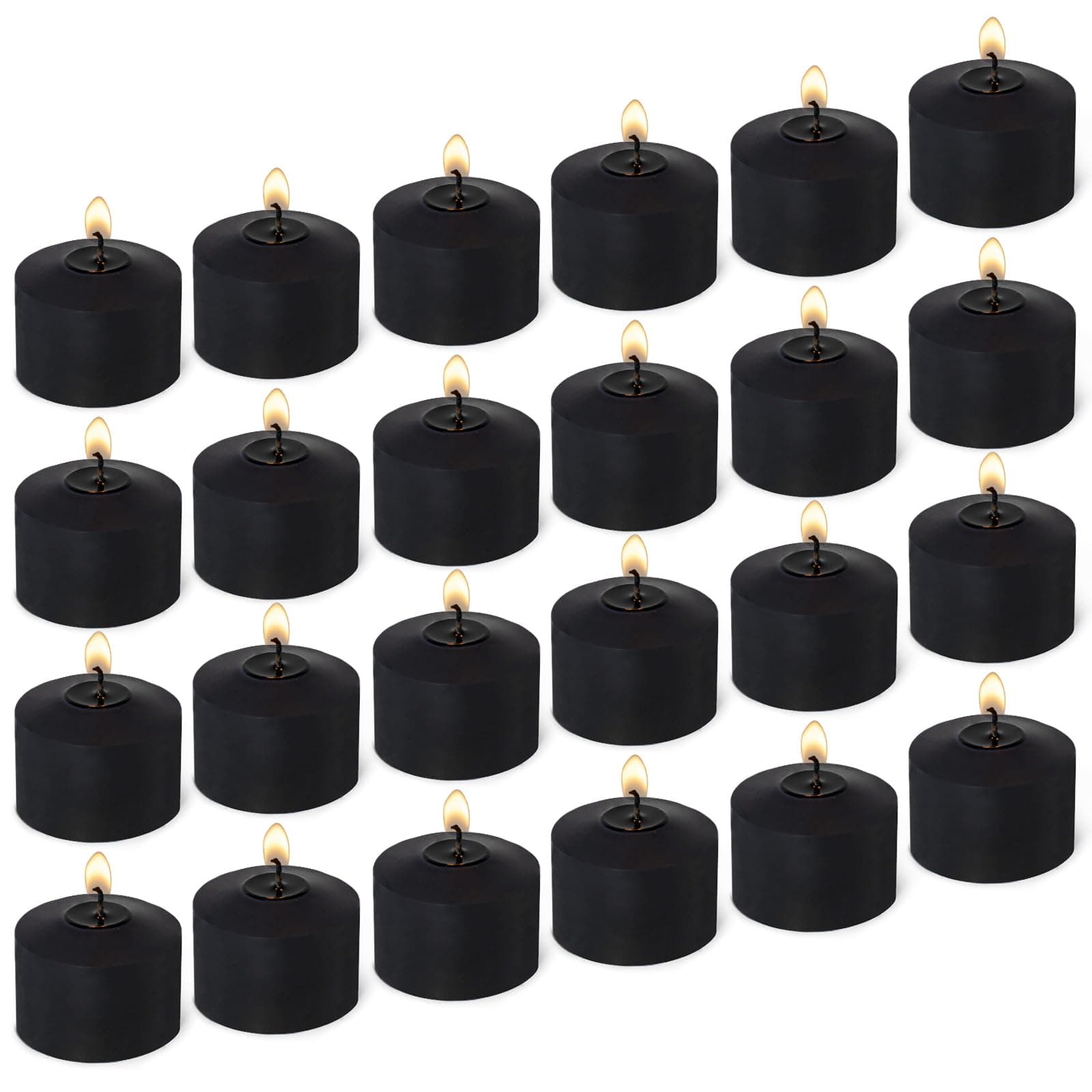 Bulk Black Pillar Candles - Pack of 24, 1.25 Inch - For Kitchen, Spa, Lanterns, Mantels, Prayers, and Emergencies