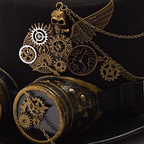 GRACEART Steampunk Top Hat for Women & Men with Removable Goggles