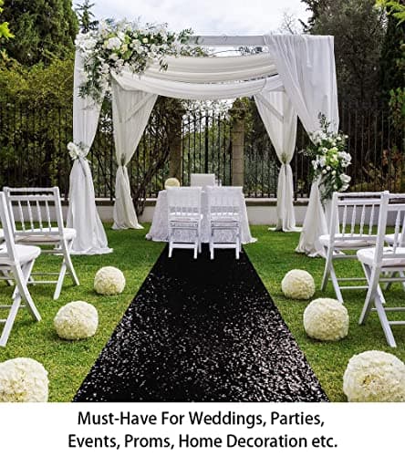 Black Sequin Aisle Runner for Wedding - 10FT Long