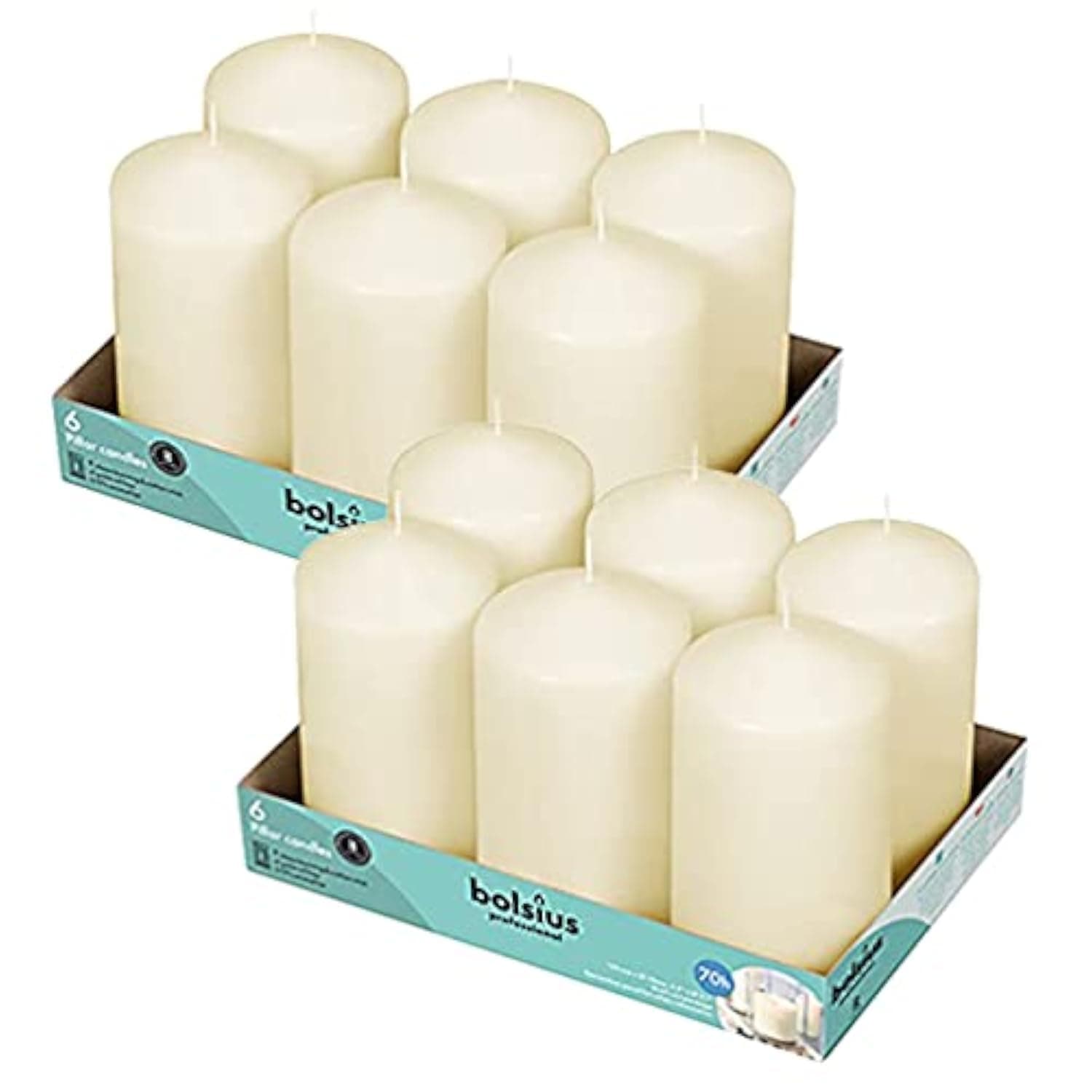 12 Pack Ivory Pillar Candles - 3x6 Inches - Clean Burning - No Palm Oil - Premium European Quality - Unscented