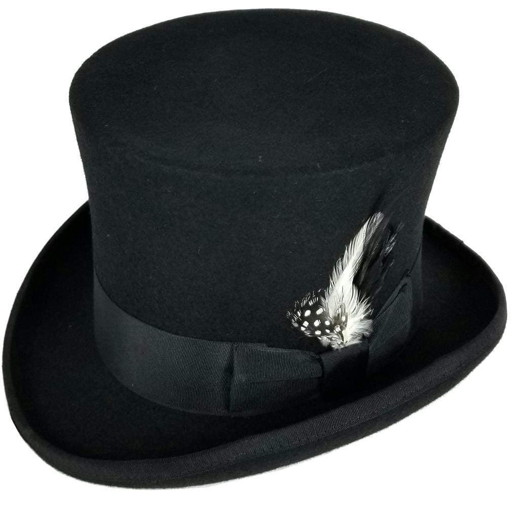Shahin Black Victorian Style 100% Wool Felt Top Hat (M)