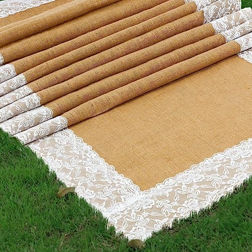 Preboun 36" x 30ft Natural Burlap Wedding Runner for Outdoor Aisles