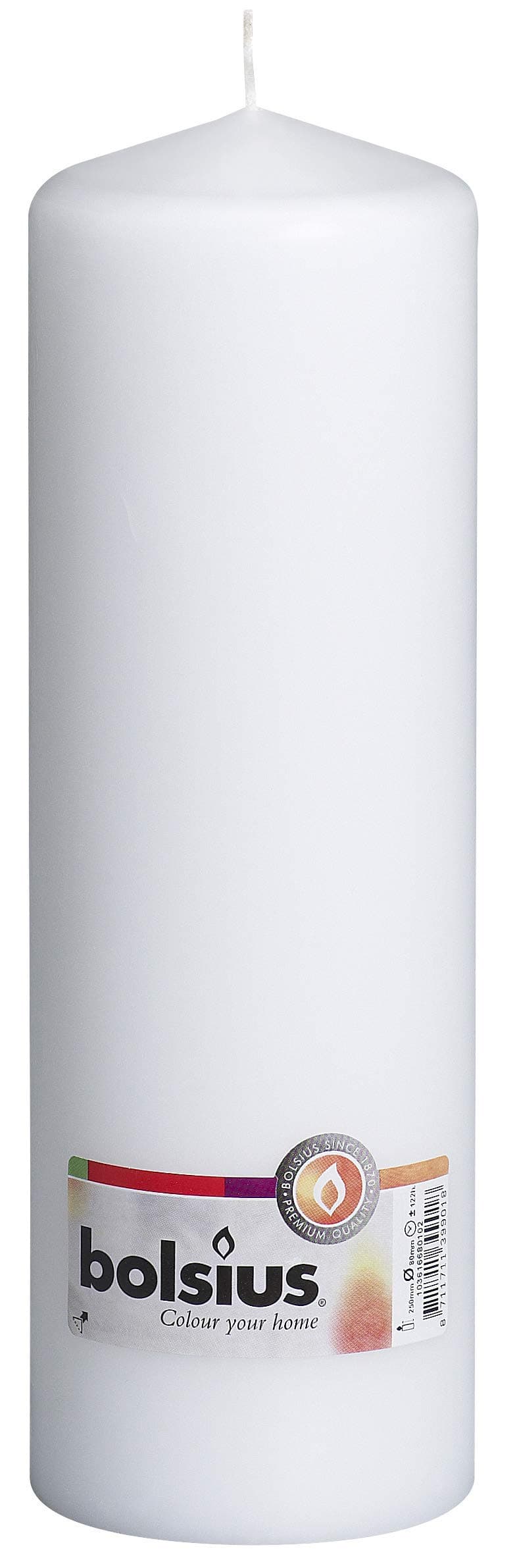 BOLSIUS White Pillar Candle - 115 Hours Burn Time, Premium Quality