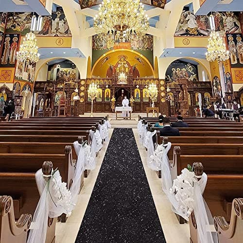 Black Sequin Aisle Runner for Prom and Party