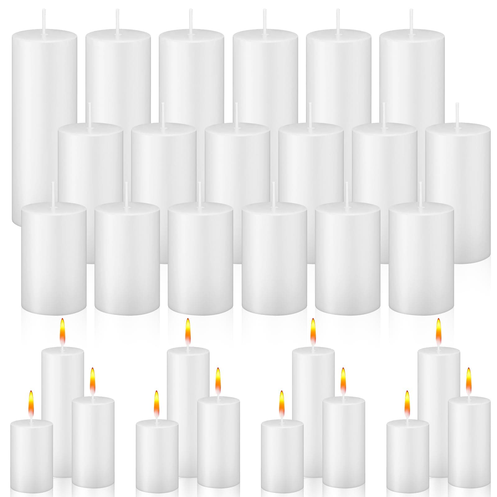 Bulk White Pillar Candles Set for Events and Home Decor