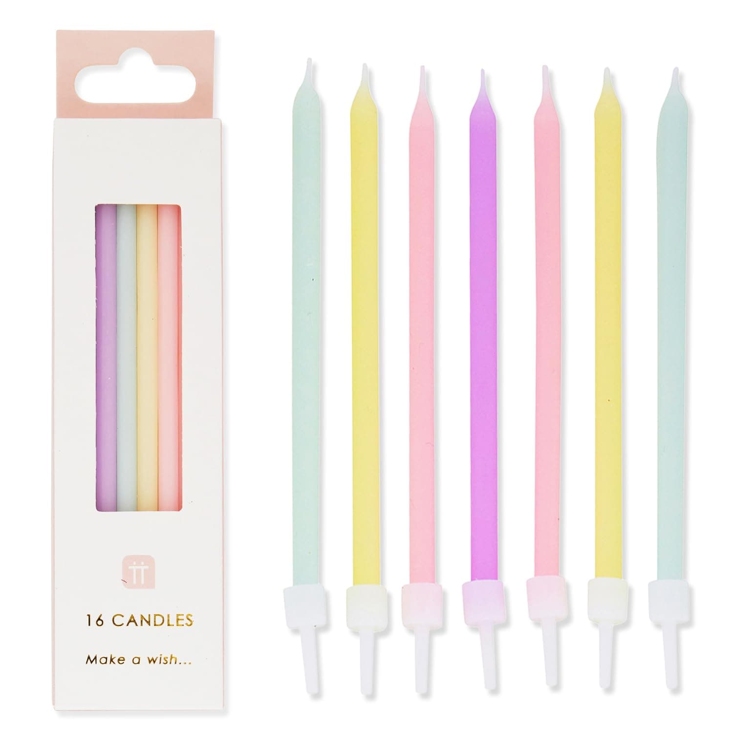 Talking Tables 16-Pack 10cm Pastel Birthday Candles
