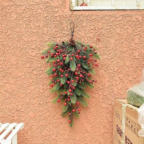 27.6 Inch Green Pine Needles Teardrop Swag Garland