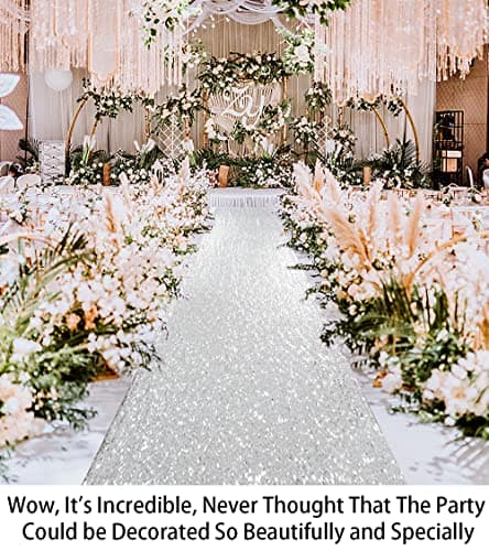 Partisout Sparkle Aisle Runner for Weddings (2ftx15ft, B Silver)