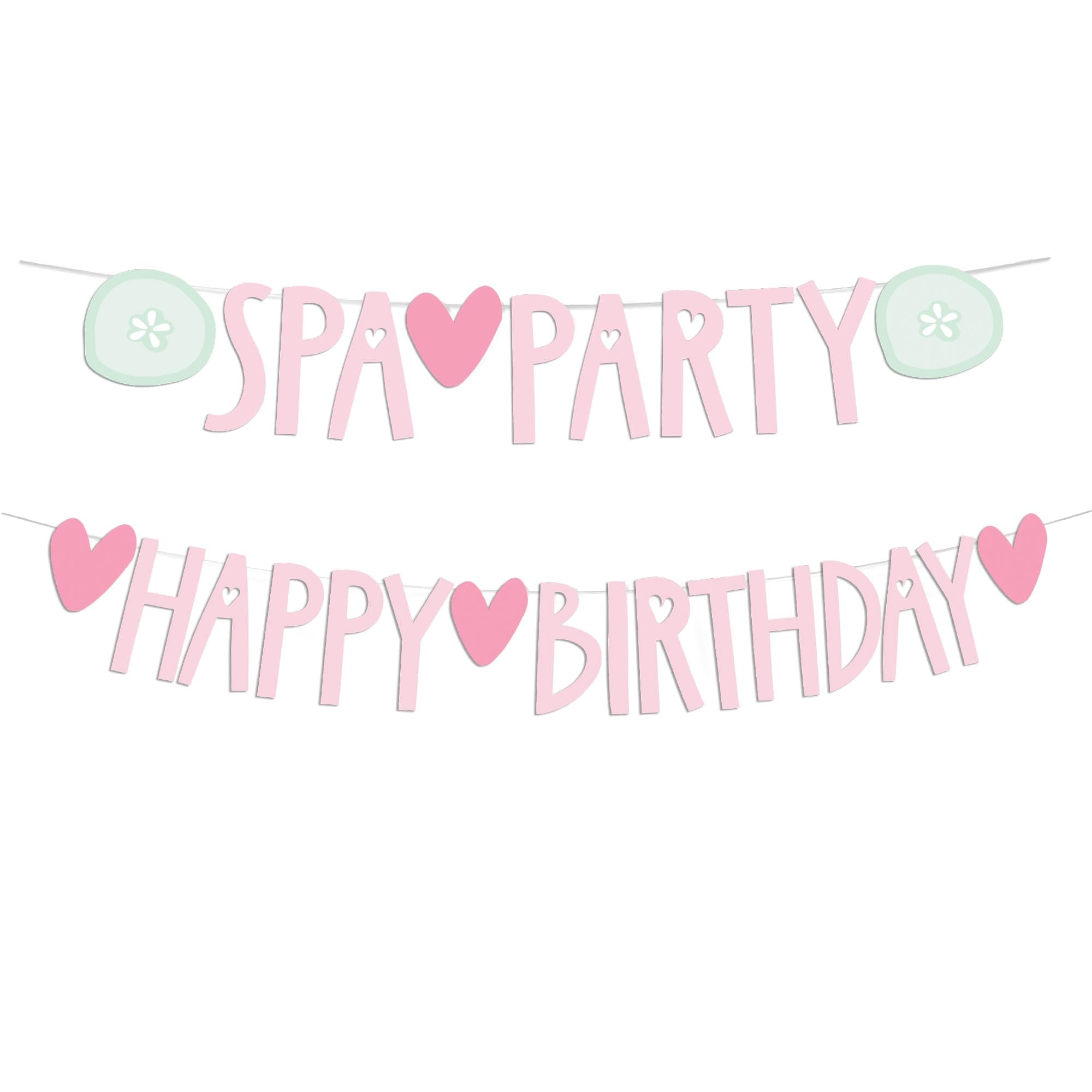 Pre-Strung Pink Happy Birthday & Spa Party Banner Set