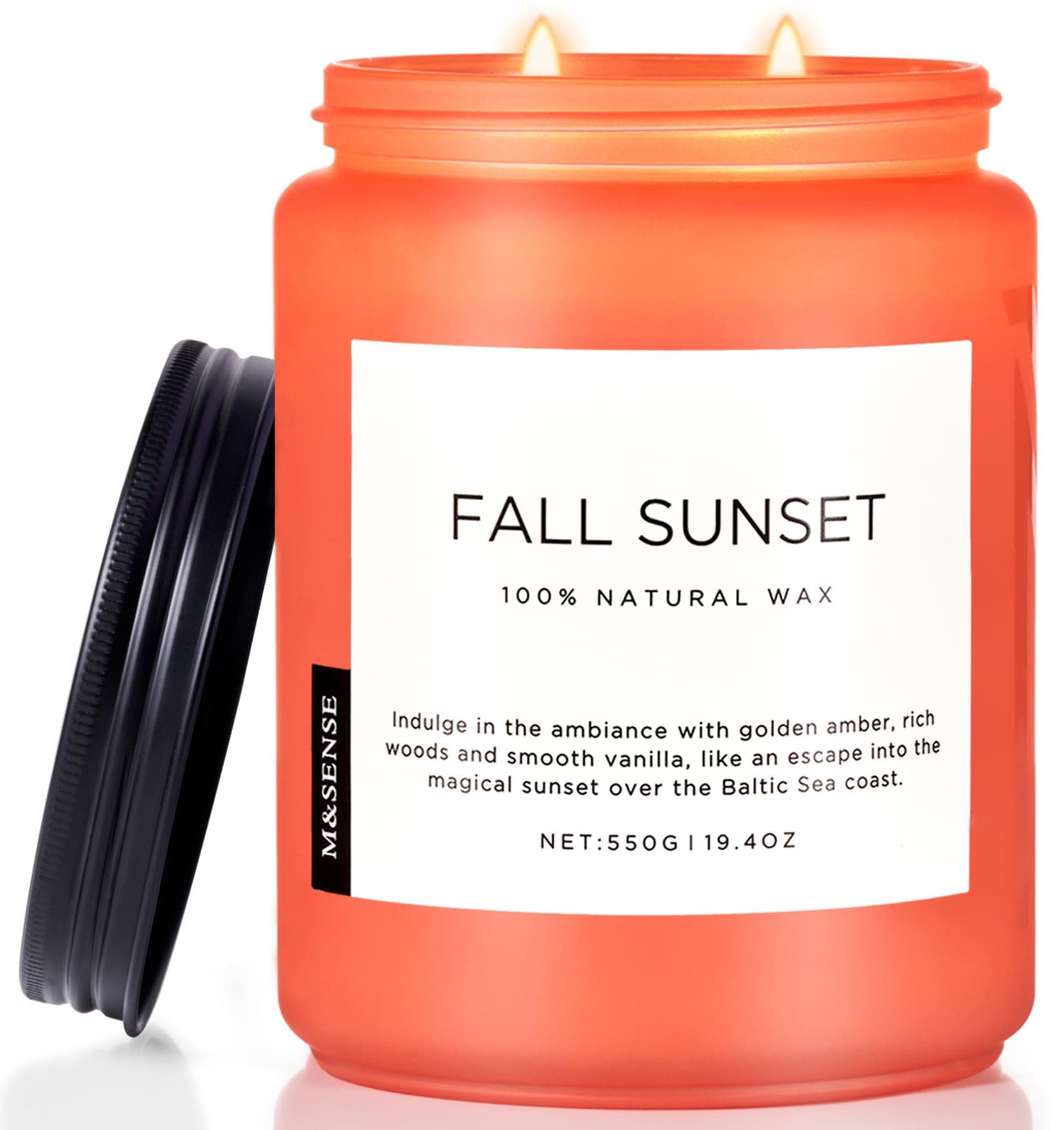 Soy Amber & Sandalwood Candle 19.4oz, 110hr Long Lasting Housewarming Gift
