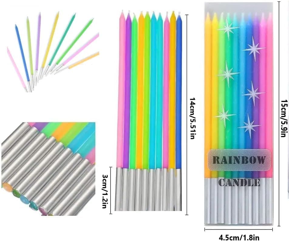 100-Count Rainbow Birthday Candles – PastelPastels, Elegant Silver Base – Perfect for Cakes, Weddings