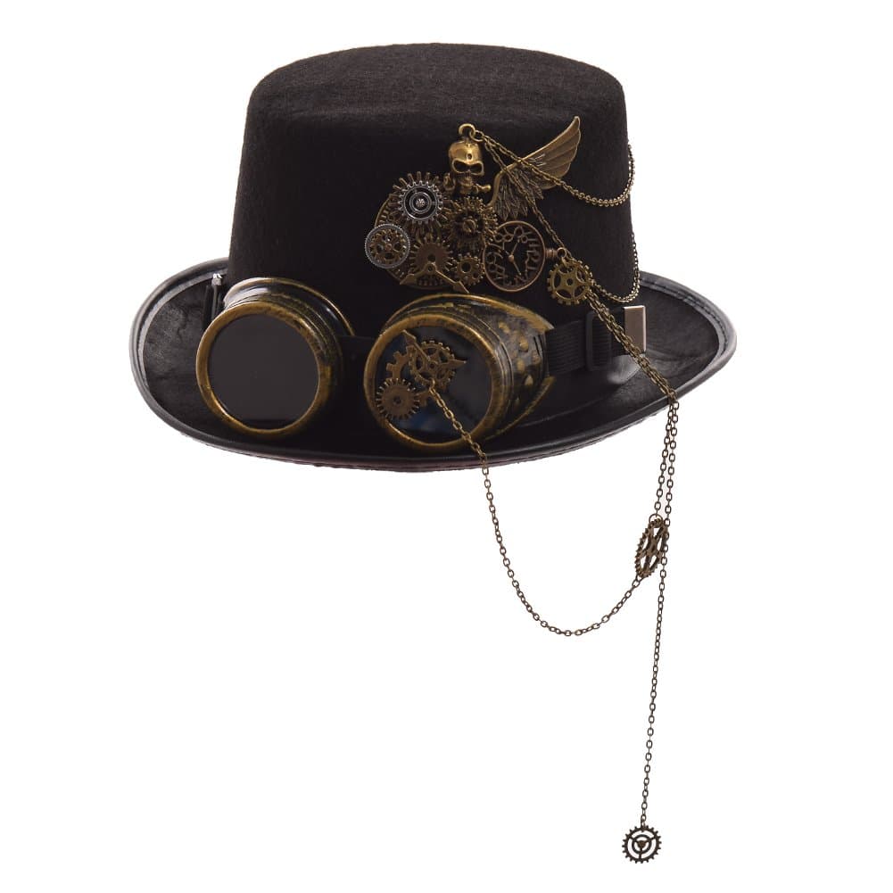 GRACEART Steampunk Top Hat for Women & Men with Removable Goggles