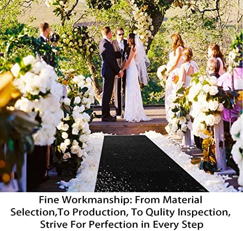 Black Glitter Aisle Runner for Wedding Ceremony - 2FTx15FT