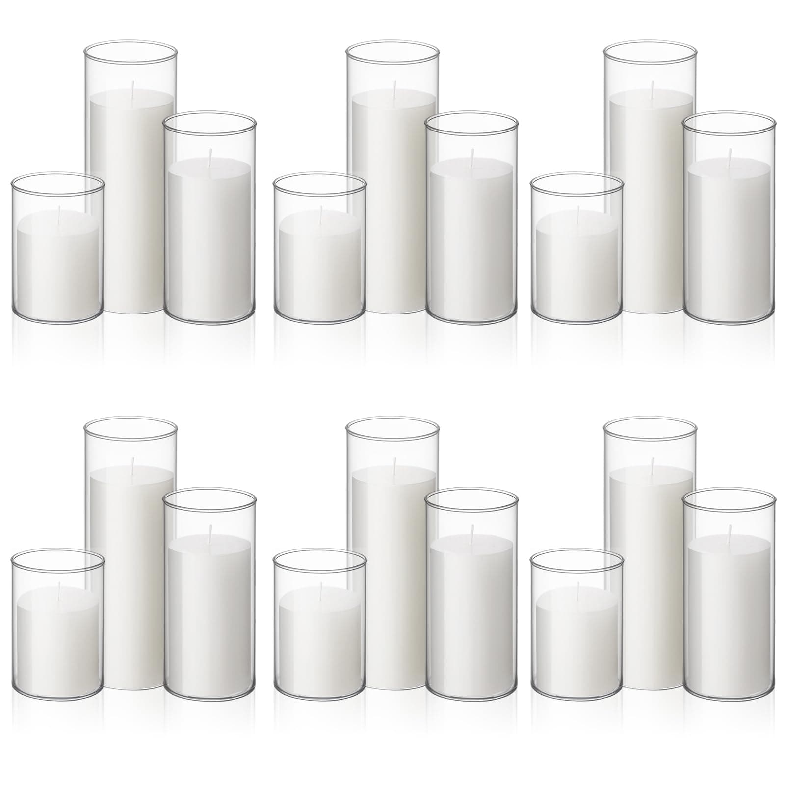 Shihanee 36 Piece Pillar Candles and Glass Vases for Wedding Centerpieces