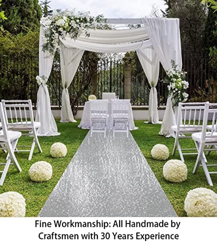 Silver Sequin Wedding Aisle Runner for Bride