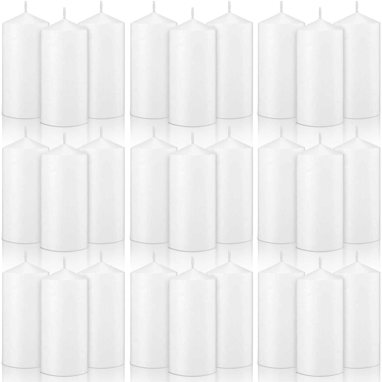 20-Pack White Pillar Candles 50 Hour Burn Time for Weddings and Parties