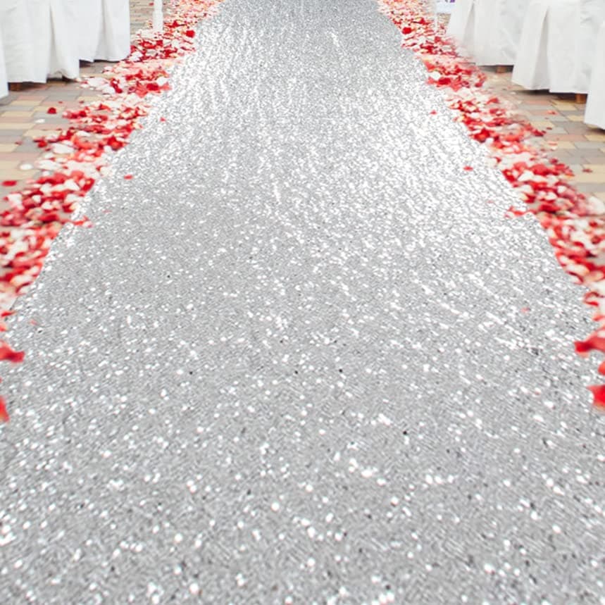 Partisout Sparkle Aisle Runner for Weddings (2ftx15ft, B Silver)