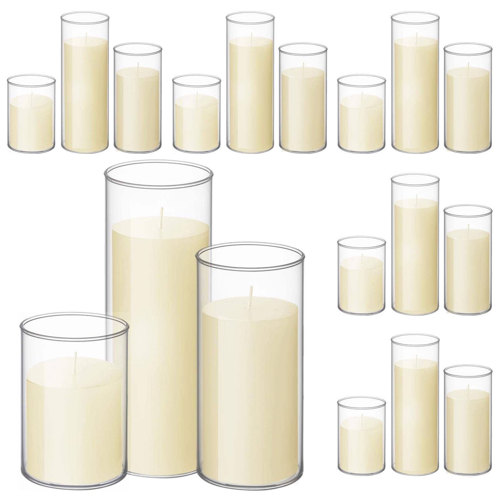 Shihanee 36 Piece Pillar Candle and Glass Vase Set for Wedding Centerpieces