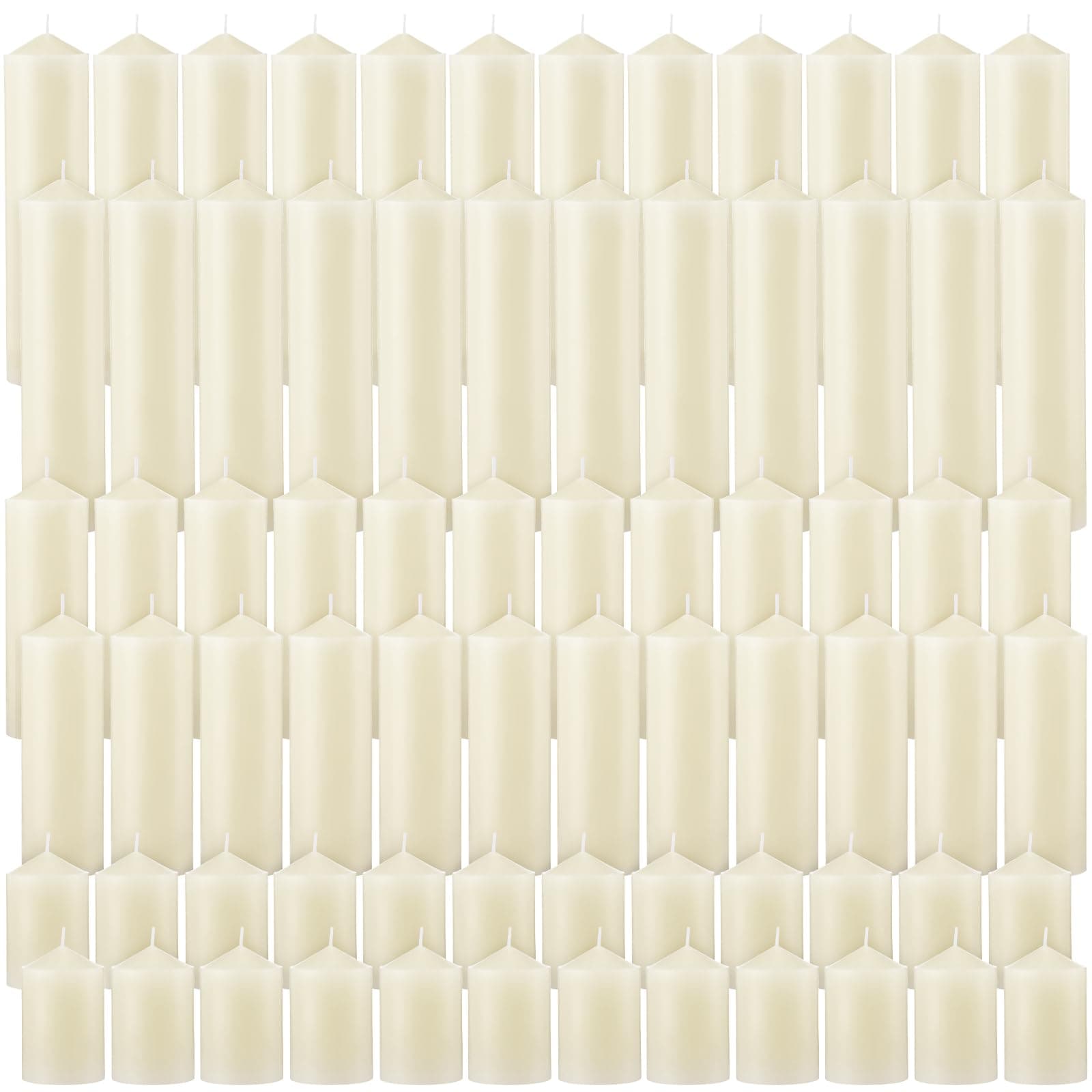 MTLEE Set of 72 Ivory Pillar Candles for Wedding and Home Decor