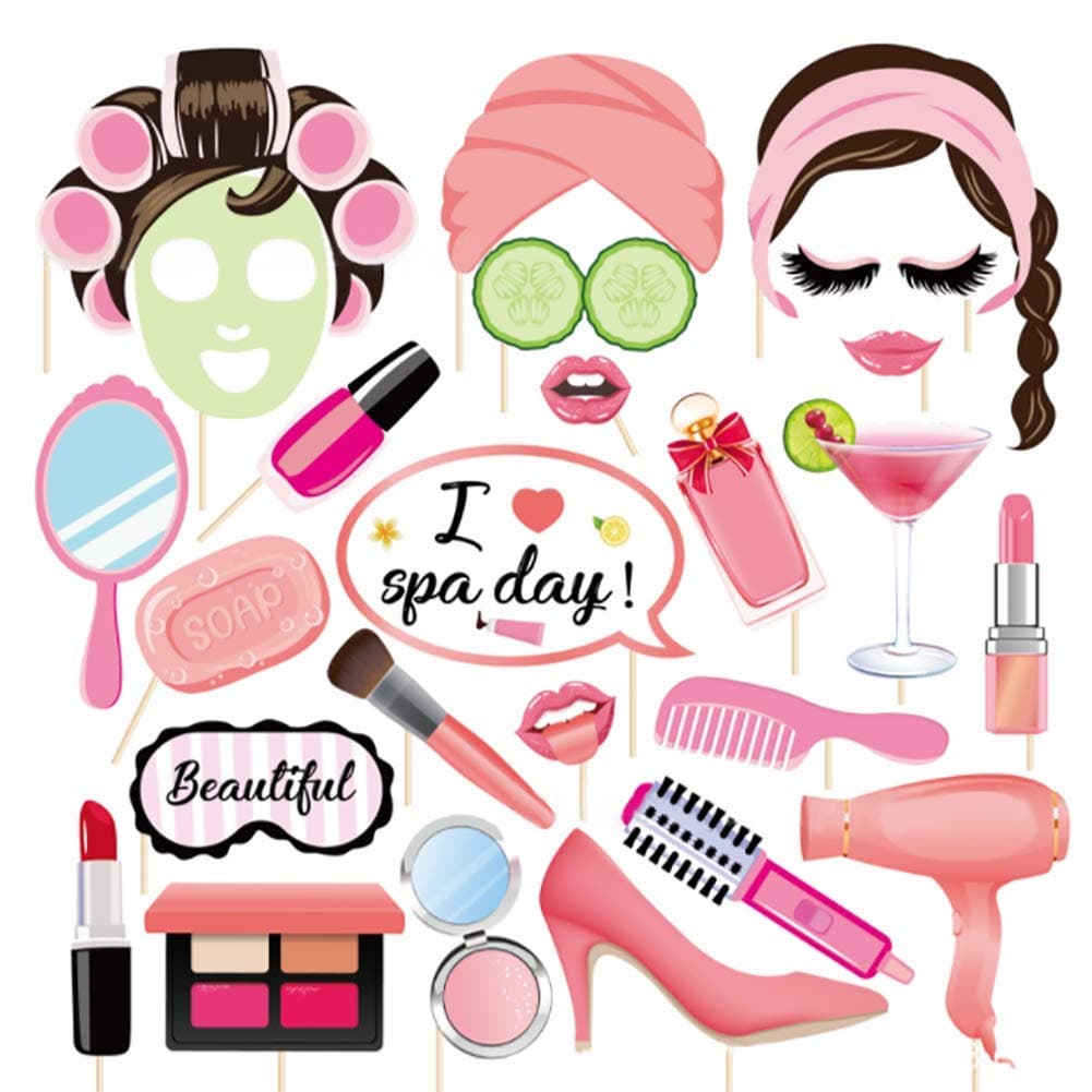 Spa Party Photo Booth Props (25CT) for Makeup Decorations