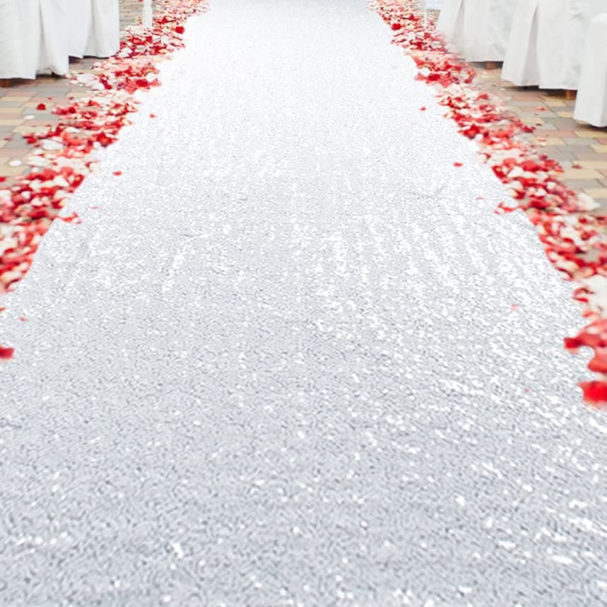 Partisout Sparkle Aisle Runner for Weddings (2ftx15ft, B Silver)