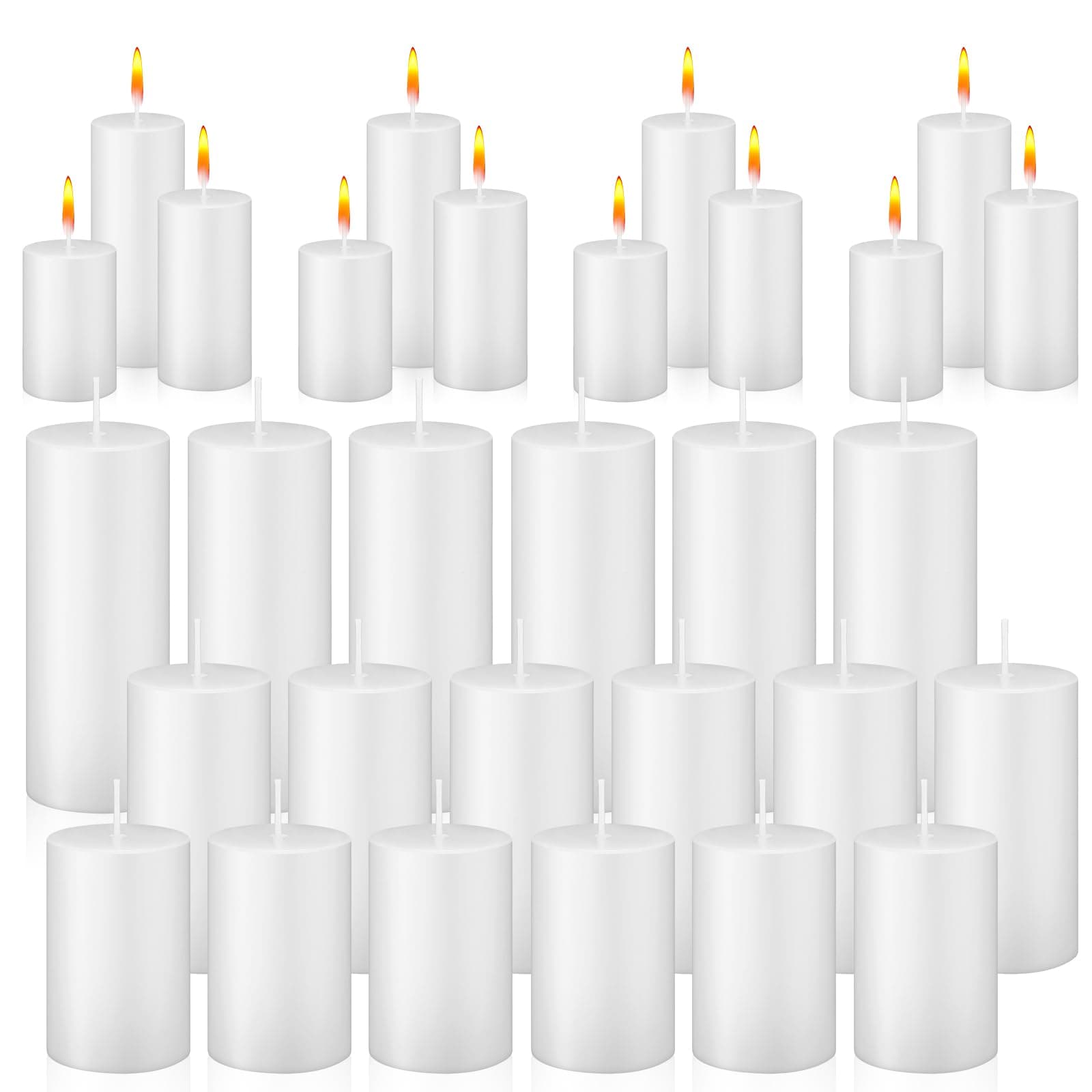18 PCS White Pillar Candles MTLEE Bulk for Weddings & Home Decor