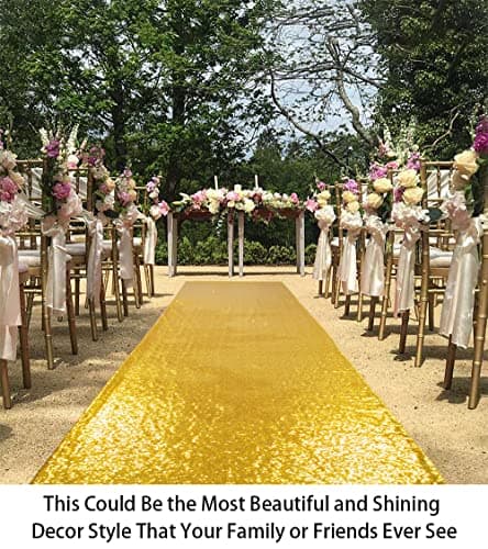 Gold Sequin Aisle Runner for Weddings - 2FTx15FT