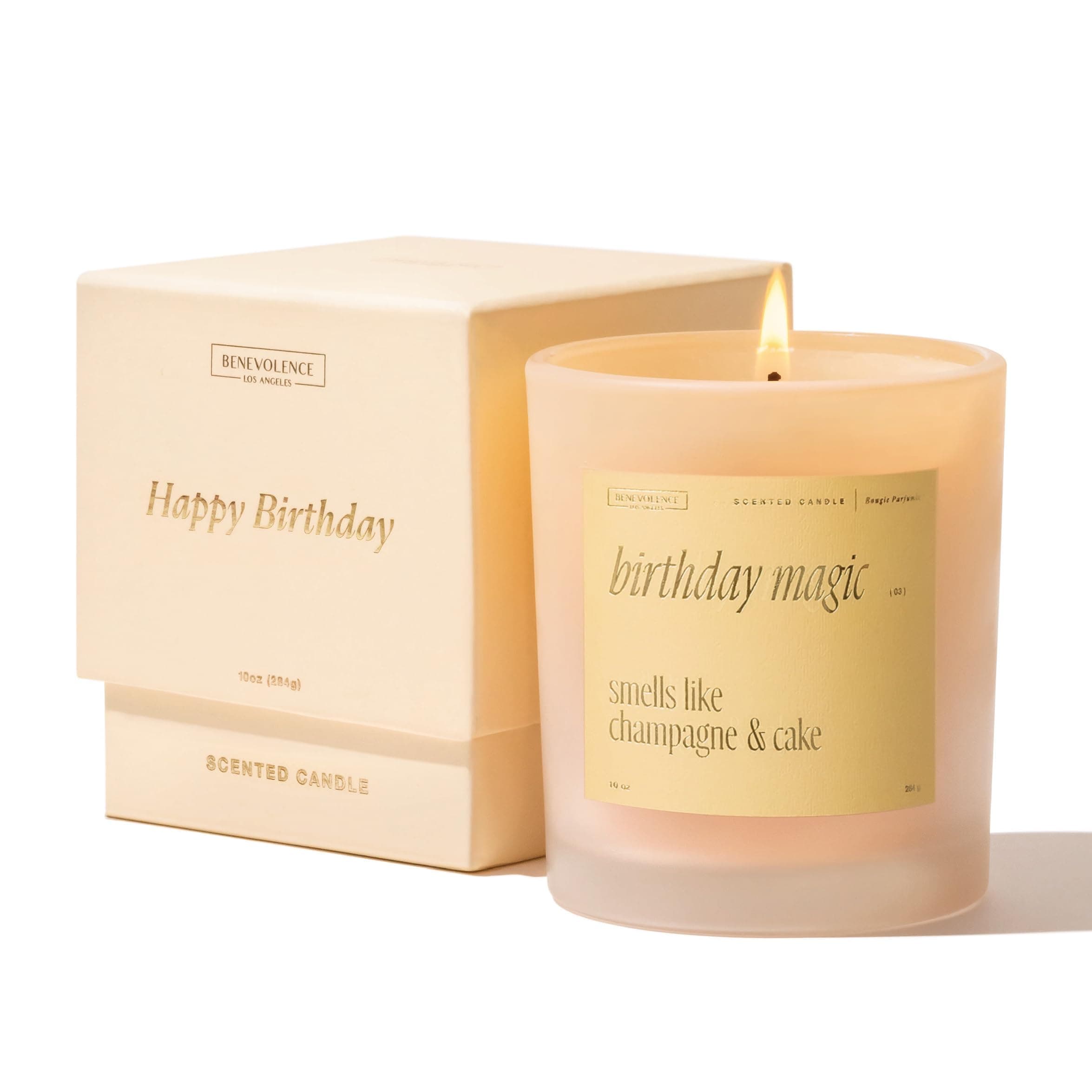Benevolence LA Birthday Magic Candles | 40-50 Hour Burn, Smells Like Champagne & Cake