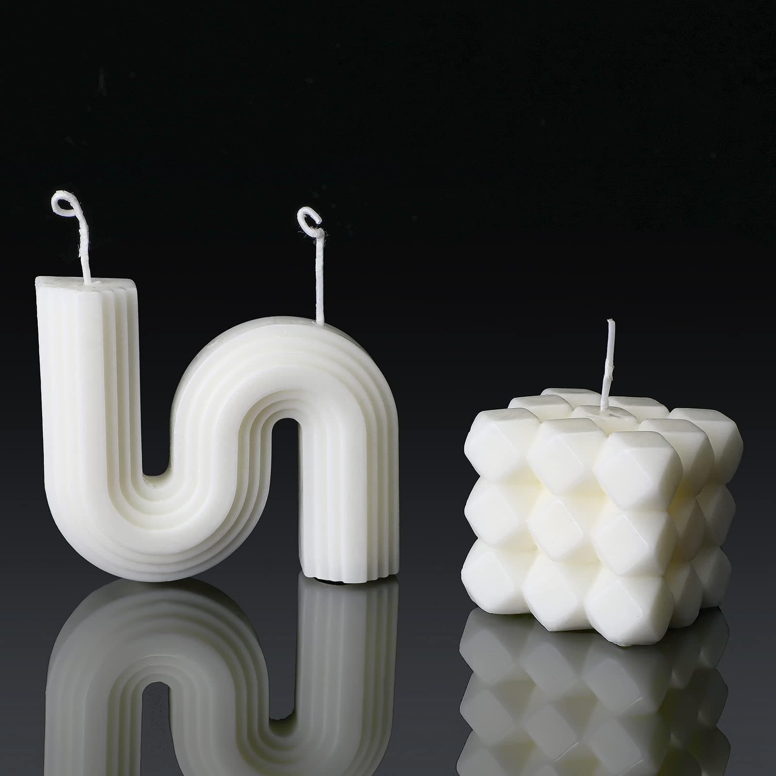 Aesthetic Candles Cube and S Shaped Scented Candles for Home Decor, Women's Gift, Relaxation