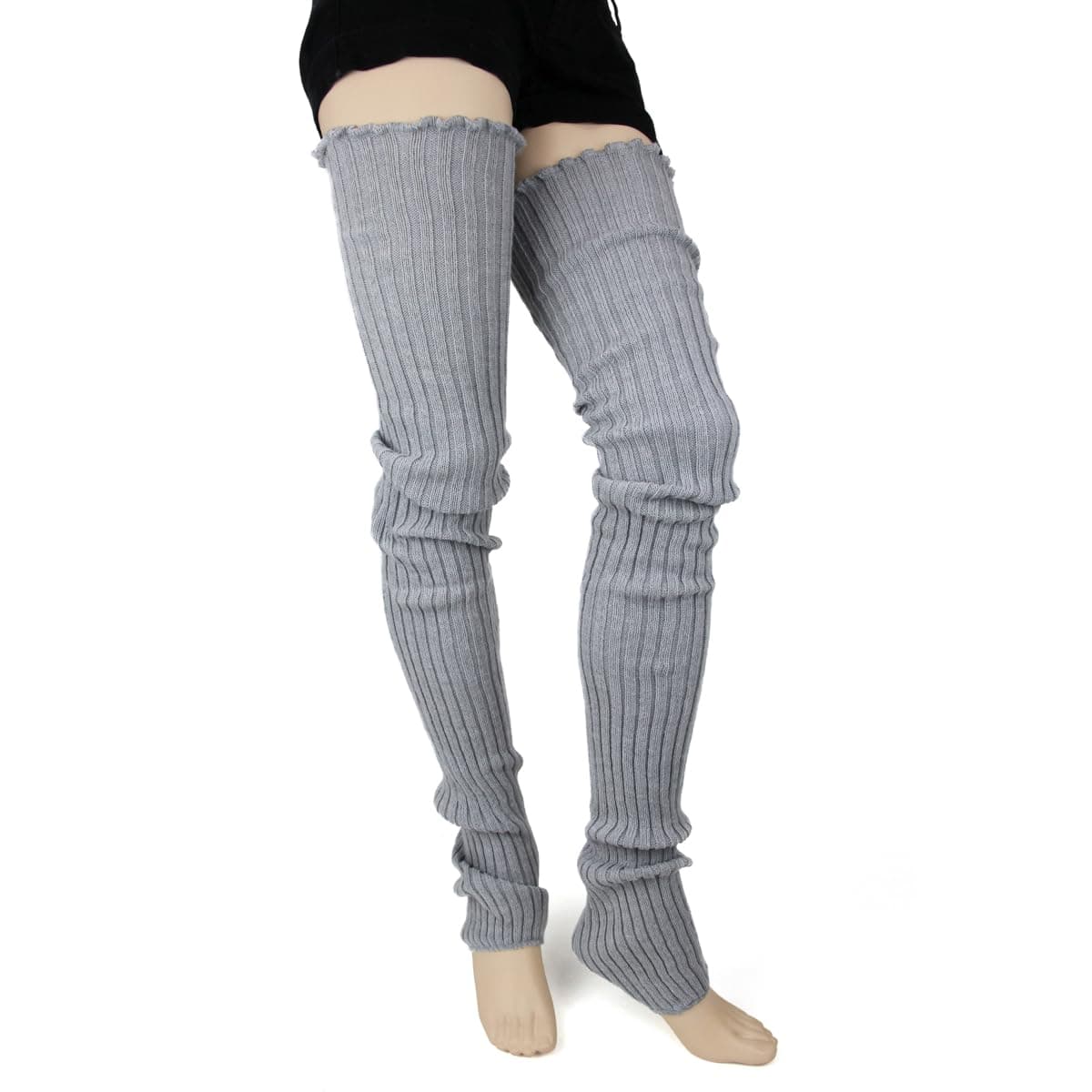 Foot Traffic Women's Super Long Grey Cable-Knit Leg Warmers