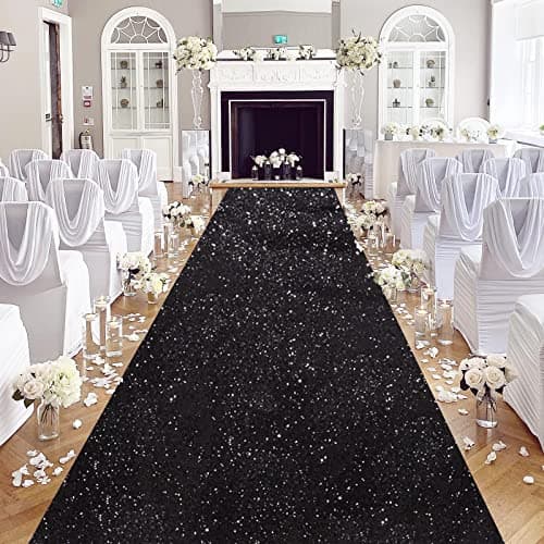Black Sequin Aisle Runner for Prom and Party