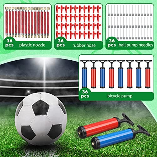 Sure, based on your original title, a refined and simplified English version could be:

Portable 8'' Air Pump for Inflatable Balls with Needles & Flexible Hose, Blue/Red